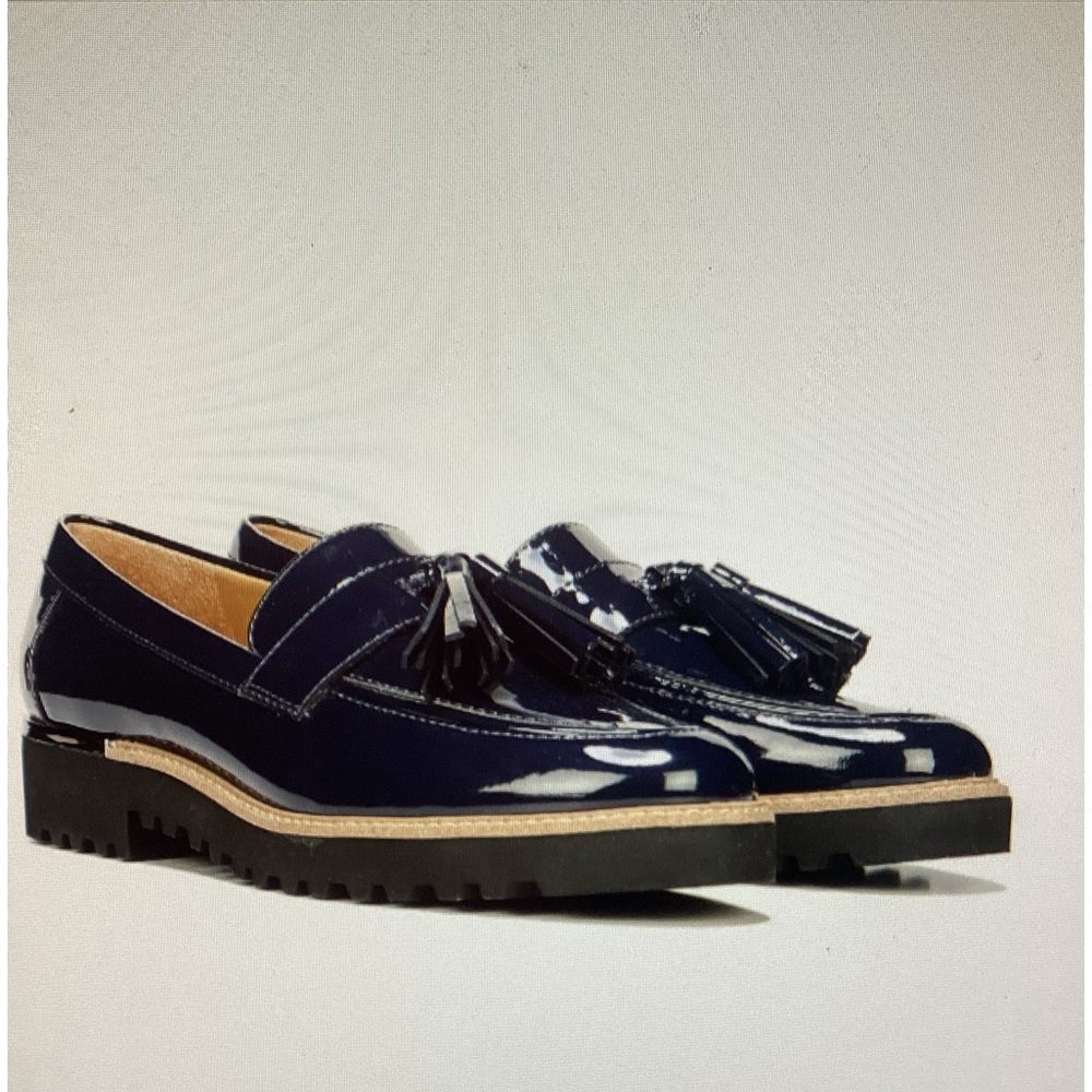 Franco Sarto Glossy Navy Tassel Loafers